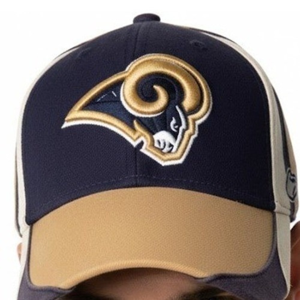 Vtg St‎ Louis Rams Reebok Hat Navy Blue Gold Strapback Y2K NFL Sideline Cap Dad